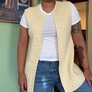 90s vintage granny pastel yellow knit sweater vest
